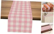 Linen Pink and White Buffalo Check Plaid Table Runner Gingham for Pink Farm