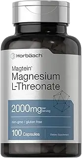 HORZ Magtein Magnesium L-Threonate | 2000mg Supplement | 100 Capsules | Non-GMO and Gluten Free | by Horbaach