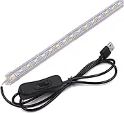 XUNATA 5V USB LED Strip Rigid Hard Light with Switch, Cabinet Tube Lamp Dormitory Night Light (35cm (Milky Cover), Warm White (2800-3500K))