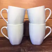 Latte Cup~Mug 4 Set Tabletops Gallery Quinto Square Round White Porcelain Coffee