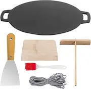 28cm Seasoned Cast Iron Induction Crepes Pan Baking Pancake Tool Pizza Bakeware