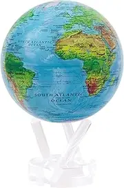 MOVA Globe Blue with Relief Map 4.5with base, Solar Powered Rotating Globe No Need of Battery or Chord, Unique Gift and Decoration
