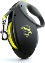 Flexi Giant L Retractable Dog Leash (Tape), Large, Black/Grey