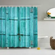 Catzon Vintage Wooden Printed Shower Curtains Bathroom Decor Accessory-23