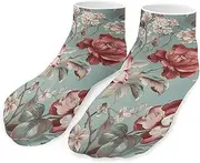 [QMNVBDS] Rustic Floral Pattern Socks Ankle Length Socks Casual Short Socks for Women Men Low Cut Sports Socks Running Socks No Show Socks Ankle Socks Athletic Socks Workout Socks, Style, One Size