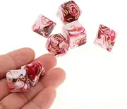 7Pcs Polyhedral Dice Double-Colors Polyhedral Game Dice for D20 D12 D10 D8 D6 D4 Table Game (Color : C-White Red)
