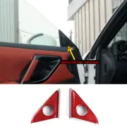 Red Carbon Fiber Tweeter Speaker Door Corner Cover Trim For Nissan GTR R35 08-16