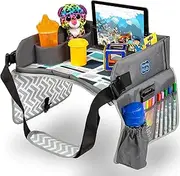 Kenley Kids Travel Tray, Toddler Car Seat Lap Tray, Road Trip Essentials Activity Table (Blue/Gray)