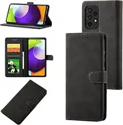 [YocoverTech] Case for Samsung A52 Wallet Case,for Galaxy A52 5G/A52s 5G Case[6.5"] Retro Matte PU Leather Wallet Flip Cover with RFID Blocking Card Slots Magnetic Closure Kickstand Cover-Black