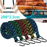 5PCS Elastic Bungee Straps Long Flat Bungy Cord with Hooks Heavy Duty 2M AU☮⇕