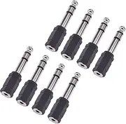 Professional Converter Adapter 6.35mm 1/4 Inch Male Mono Plug to 3.5mm 1/8 Inch Female Audio Mic Professional Headphone Jack Converter Adapter Microphone Accessory Black(Pack of 8)
