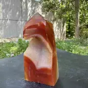 1140g natural red agate geode obelisk quartz cluster crystal tower healing