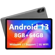 Android Tablet, 10.1 inch Android 13 Tablets 8GB RAM 64GB ROM, 1280x800 IPS HD Touchscreen, 6000mAh Battery, Bluetooth, Dual Camera, Grey