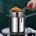 Stainless Steel Deep Frying Pot with Lid Tempura Fryer Pan Kitchen