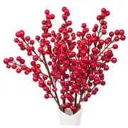 Artiflr 4 Pack Artificial Red Berry Stems Clearance, Christmas Holly Berries