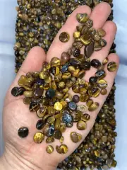 Bulk 1lbs Bag of Tigers Eye (Gold) Polished Chips (7mm - 9mm), Gemstone Chips