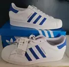 NEW AUTHENTIC ADIDAS ORIGINALS SUPERSTAR "CLOUD WHITE BLUE" MEN'S SHOES US 10.5