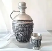 PEWTER Decanter Bottle with Shot Glass, Germany ZINN Decanter Wine Jug