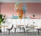 3D Ice Cream Chocolate Spread Self-adhesive Removeable Wallpaper Wall Mural 2584