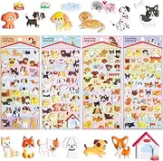 3D Puffy Dog Stickers for Kids Toddlers 4-8, 6 Sheets Cute Foam Puppy Stickers for Preschool Girls Boys, Reusable Bubble Stickers Bulk for Party Favor, Teachers Reward, Craft Scrapbooks, Window, Gift