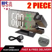 2PCS LED Digital Projection Alarm Clock with 180° Projector 7.8" Alarm Clock