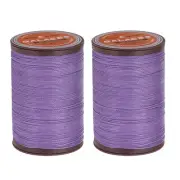 2pcs Round Waxed Thread for Leather Sewing, 87 Yards / 80m, 0.55mm, Lilac Blue