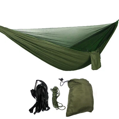 Double Hammock w/ Mosquito Net Lightweight Two Person Camping Bed Hanging Swing
