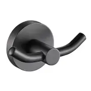 Matt Black Round Double Robe Hook Wall Mounted Bathroom Accessories Brass