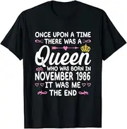 [X.Style] Once Upon a Time There was a Queen. November 1986 Birthday ds1763 T-Shirt (2XL) Black