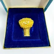 Vintage Avon Solid Perfume Locket Brooch Basket Shaped New Condition In Box