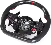 Carbon Fiber Car Sport Steering Wheel One Start Buttons Compatible with R8 RS7 4S MK2 A6 S6 RS6 A7 S7 A8 S8 D4 D5 A3 S3 Car Accessories(Full Set Assembly)