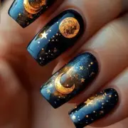 24 Pcs Square Press On Space Theme Moon Star Designs For Women