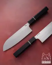 KITCHEN HANDMADE CUSTOM KNIFE SANTOKU 180 20 M390 BLACK HORNBEAM PABIS