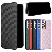 For Samsung A13 A15 A52 A53 Carbon Fiber Textures Wallet Flip Stand Phone Case