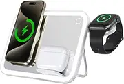 Vgvgaj LED Vanity Mirrors,Wireless Charging Makeup Mirrors - Small Light up Mirrors, Dimmable Cosmetic Mirrors, 3 Color Lighting Modes for Tabletop and Desktop