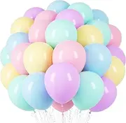 Voircoloria 66pc 12inch Pastel Macaron Latex Balloons for Birthday, Easter, Wedding, Baby Shower, Anniversary Party Decorations