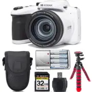 Kodak PIXPRO AZ405 Digital Camera (White) +Extra Battery +Tripod +Case -32GB Kit
