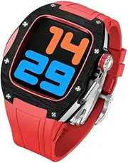 [GUMMMY] Carbon Fiber Luxury Case for Apple Watch Band 45mm Series 7 6 Stainless Steel for Iwatch Series 5 4 SE 44MM Diy Modification Kit