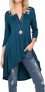 [Naggoo] Women's Half Sleeve High Low Loose Fit Casual Tunic Tops Tee Shirt Dress