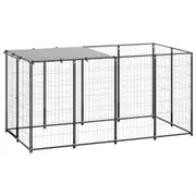 Dog Kennel Black 2.42 m² Steel