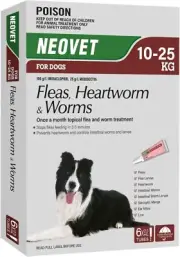 NEOVET FLEA & WORM TREATMENT MEDIUM DOG - Generic Advocate - for Dogs 10-25Kg AU