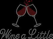 Rhinestone Bling Sparkle Iron On Transfer DIY Wine a Little Red Glass