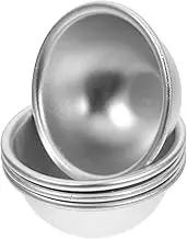 KALLORY 4pcs Bath Molds Semicircle Cake Mold Molde para Pastel Bath Moulds Round Cake Pan Aluminum Molds Sports Cake Pan Making Molds Baking Molds Bun Dumpling Maker Bath Molds Silver