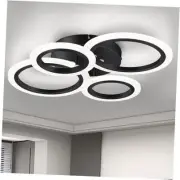 Modern LED Ceiling Light 4 Rings Flush Mount Ceiling Light, 4000K 4-Light Black
