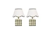 Set Of 2 Amos Ceramic Base Fabric Shade Table Light Lamp Green