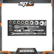 SP Tools 15 Pcs Tech Series Foam Tray Sockets & Accessories Included Metric Only