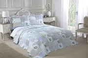 Emma Barclay Cotswold - Quilted Patchwork Bedspread Set in Blue - Double