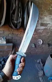 "Custom Handmade Full Tang Bowie Machete Knife with Micarta Handle