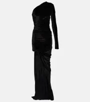 [Balenciaga] Balenciaga Asymmetric one-shoulder velvet gown AU 12 black