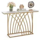120cm Console Table with Faux Marble Tabletop Entryway Table Modern Hallway